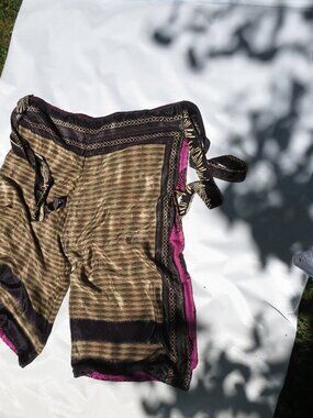 Vintage EVMEN Wrap Pants | Black Gold Brocade Harem Trousers | 80s Boho